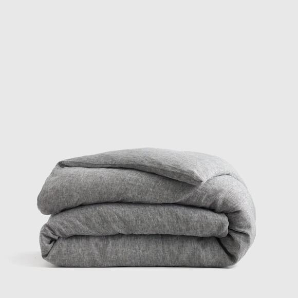 Quince European Linen Duvet Cover Charcoal Chambray Size King/CalKing - Picture 4 of 8